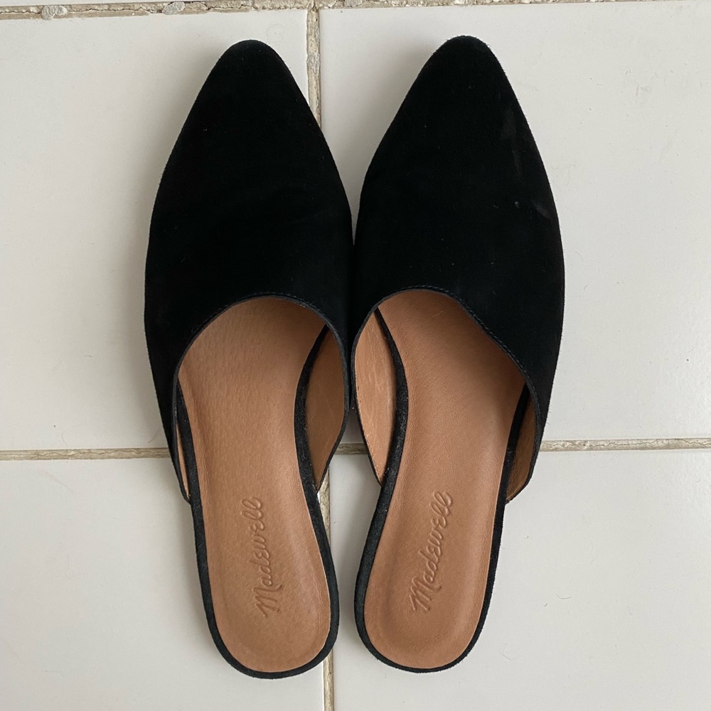 Madewell Black Suede Mule Slides Size: 8.5